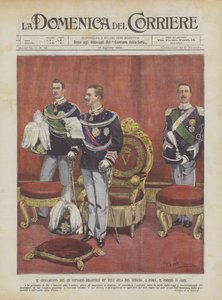Der Eid von König Viktor Emanuel III. im Senatssaal in Rom am 11. dieses Monats
