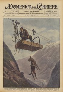 Der Wagen einer Seilbahn fuhr ins Tal in Avise (Aosta) und transportierte...