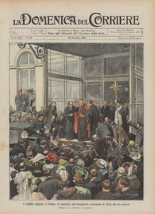 Der religiöse Konflikt in Frankreich, die Vertreibung des achtzigjährigen Erzbischofs von Paris aus seinem Palast von Achille Beltrame