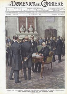 Die Frucht des italienischen Militärsieges, die Unterzeichnung des Friedens mit Österreich im Schloss von Saint-Germain