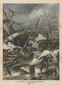 Der Hafen von Havanna, Kuba, von einem gewaltigen Zyklon verwüstet