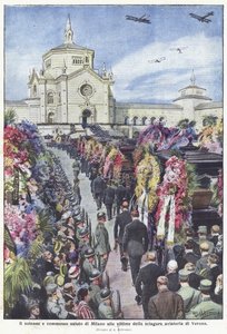 Der feierliche und bewegte Gruß von Mailand an die Opfer des Flugzeugunglücks von Verona von Achille Beltrame
