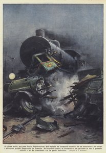 Mitten in der Nacht, durch eine fatale Unachtsamkeit des Fahrers, ein schrecklicher Zusammenstoß zwischen einem Lastwagen von Achille Beltrame