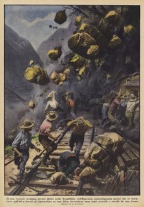 In einer Bergregion bei Quito in der Republik Ecuador, hundertfünfzig Arbeiter, die