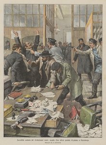 Unglaubliche Kühnheit der russischen Revolutionäre, Angriff auf ein Postamt am Tag in St. Petersburg
