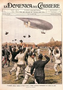 Flug des Luftschiffs, gesteuert von Crocco und Ricaldoni in Rom, am 31. Oktober