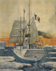 Reise zum Nordpol: Polarstern-Schiff, das Prinz Luigi Amedeo von Savoyen-Aosta, Herzog von den Abruzzen, zur Teplitzbucht auf der Rudolf-Insel brachte