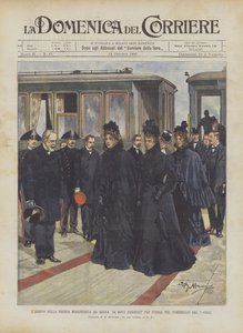 Die Ankunft der Königin Margherita in Arona, von wo sie am Nachmittag des 2. dieses Monats nach Stresa weiterreiste