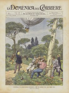 Das Abenteuer eines Militärballons, der gewaltsam im Garten einer Villa bei Rom festgehalten wird