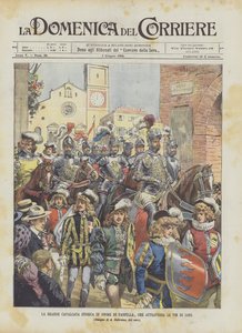 Der große historische Umzug zu Ehren von Fanfulla, der durch die Straßen von Lodi zieht