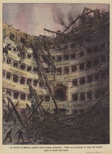 Die Scala von Mailand von feindlichen Bomben getroffen