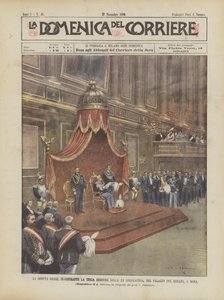 Die königliche Sitzung zur Eröffnung der dritten Sitzung der XX. Legislaturperiode im Senatspalast in Rom