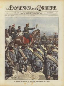 Der Segen des Zaren für die neuen russischen Truppen, die in den Krieg ziehen