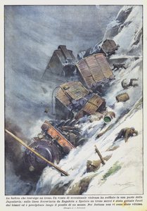 Der Sturm, der einen Zug erfasst