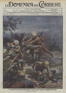 Die Eroberung einer Polyerei bei Osfenda, deutsche Wachen von Indern überrascht und erwürgt von Achille Beltrame
