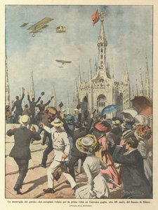 Das Wunder des Tages, zwei Flugzeuge fliegen zum ersten Mal über die höchste Spitze von Achille Beltrame