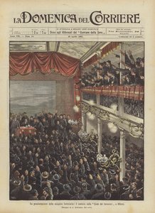 Die Proklamation des Eisenbahnerstreiks, die Versammlung im Haus der Eisenbahner in Mailand
