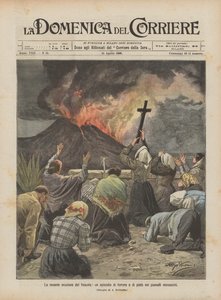 Der jüngste Ausbruch des Vesuvs, eine Episode des Terrors und des Mitleids in den bedrohten Dörfern von Achille Beltrame