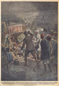Die Entdeckung großer Schätze des alten Theben im Grab eines Pharaos von Achille Beltrame