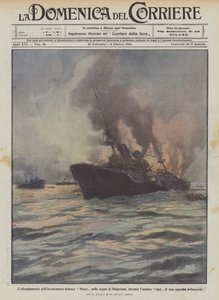 Die Versenkung des deutschen Kreuzers Mainz in den Gewässern von Helgoland während eines kühnen Überfalls von Achille Beltrame