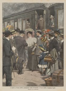 Die Ankunft der Ex-Prinzessin Luisa von Sachsen und ihres Mannes, des Pianisten Toselli, in Florenz von Achille Beltrame