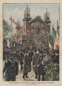 Die Ankunft der Souveräne und Behörden auf dem Exerzierplatz zur Einweihung des anderen Teils der Ausstellung von Achille Beltrame