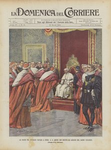 Die Feierlichkeiten zum päpstlichen Jubiläum in Rom, Papst Leo XIII. erhält die Glückwünsche des Heiligen Kollegiums