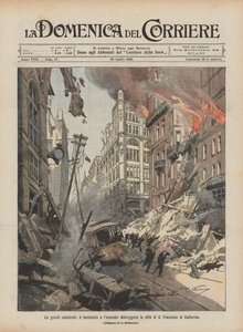 Die großen Katastrophen, das Erdbeben und das Feuer zerstören die Stadt San Francisco, Kalifornien von Achille Beltrame