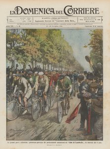 Die großen Radrennen, malerischer Start der Profis beim Giro von Achille Beltrame