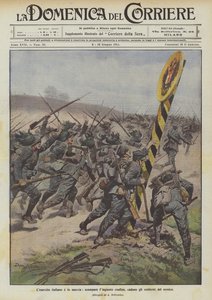 Die italienische Armee marschiert, die ungerechte Grenze verschwindet, die Embleme des Feindes fallen