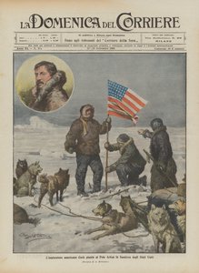 Der amerikanische Entdecker Cook pflanzt die Flagge der Vereinigten Staaten am Nordpol