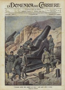Die unaufhörliche Aktivität der Artillerie auf dem Karst von Achille Beltrame