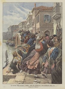 Der Streik der Zigarrenmacherinnen in Venedig, Kämpfe zwischen Streikenden und Nicht-Streikenden auf den Straßen von Achille Beltrame
