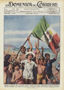 Tausende von Jungen, die Blüte des italienischen Volkes, gesammelt von den Hilfswerken im ganzen Land von Achille Beltrame