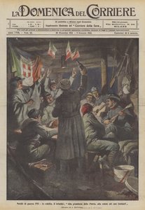 Weihnachten im Krieg 1915, In der Festung, der Toast, Auf die Größe des Vaterlandes, auf die Gesundheit der fernen Lieben! von Achille Beltrame