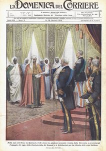 Im Thronsaal des Quirinals empfängt der König die Senussi-Mission aus der Cyrenaika von Achille Beltrame