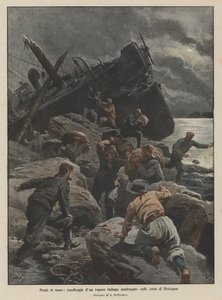 Seepiraten, Plünderung eines gestrandeten italienischen Dampfers an der Küste der Bretagne