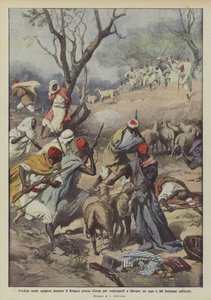 Arabische Räuber beim Biwak in der Nähe von Cyrene überrascht, um sie zur Freilassung eines Anführers zu zwingen von Achille Beltrame
