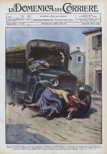 In der Nähe von Genazzano (Rom), ein Mädchen, das sich plötzlich von der Mutter löste, um die Straße zu überqueren