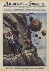 Vier elsässische Bergsteiger, die den riskanten Aufstieg des Hebertet versuchten von Achille Beltrame