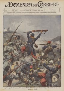 Blutiges Ereignis des Krieges in der Champagne, das Fort Beausejour von den Franzosen erobert von Achille Beltrame