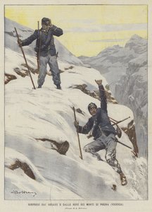 Überrascht von Eis und Schnee in den Bergen von Posina (Vicenza)