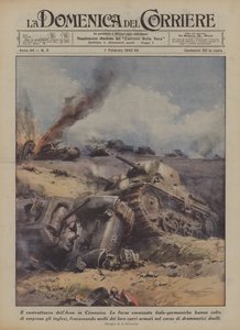 Der Gegenangriff der Achsenmächte in der Cyrenaica (Farblithografie)