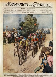 Tour de France, Learco Guerra führt das Feld an (Illustration) von Achille Beltrame