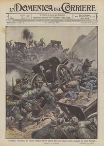 Ein brillanter Gegenangriff der tapferen Kalabresen des 141. Infanterieregiments befreit zwei eingeschlossene Batterien von Achille Beltrame
