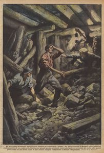 Ein wundersame Rettung in den Braunkohleminen von Castelnuovo (Arezzo) von Achille Beltrame