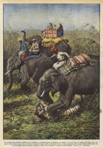 Ein blutiges Duell während einer Jagd des Maharadschas von Bikanir in Indien