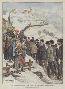 Ein charakteristisches Fest der Heiligen Barbara unter den Bergleuten von Agordino (Belluno)