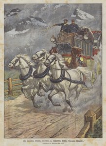 Eine Schweizer Kutsche wird von einem plötzlichen Sturm in der Oberengadin erfasst
