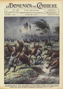 Eine malerische Flucht von Pferden in den Feldern von Novara von Achille Beltrame